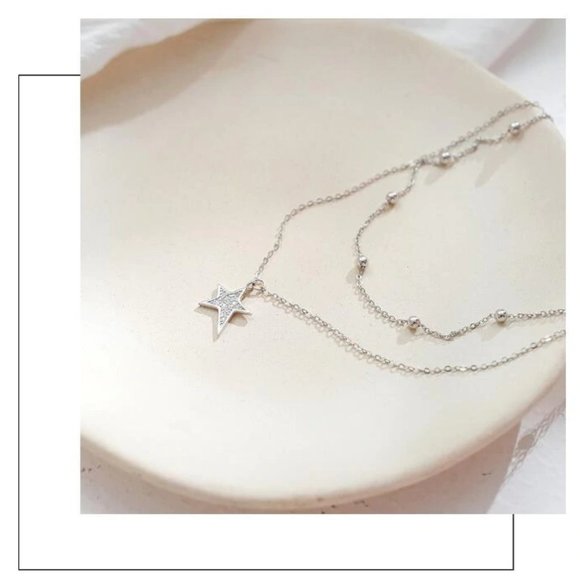 NEW 925 Sterling Silver Diamond Star Necklace G - Picture 7 of 13